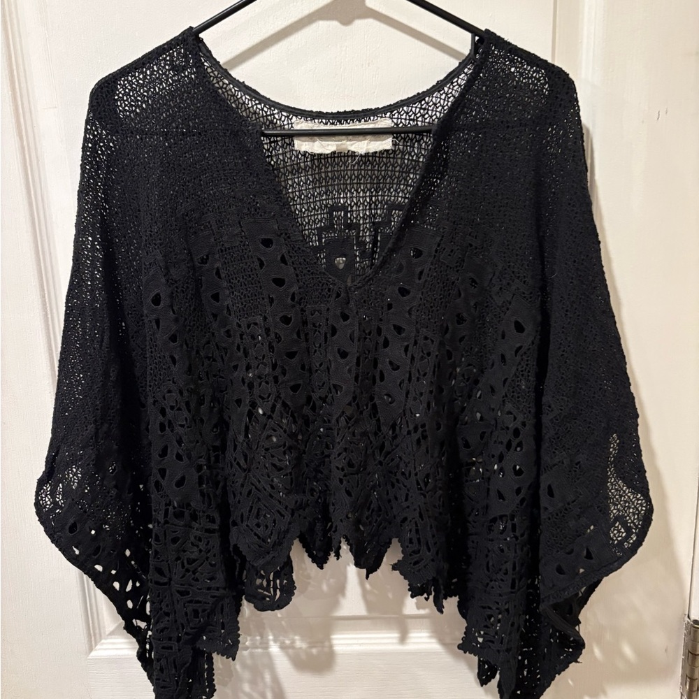 Jen's Pirate Booty Black Crochet Poncho
